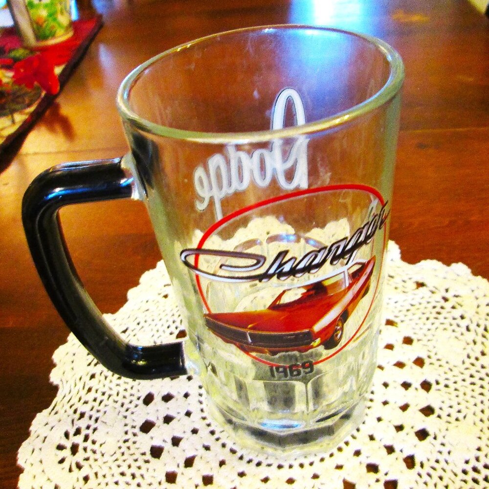 Vtg Retro Modern Novelty Barware Epic 1969 Dodge Charger Rootbeer/Tankard Glass